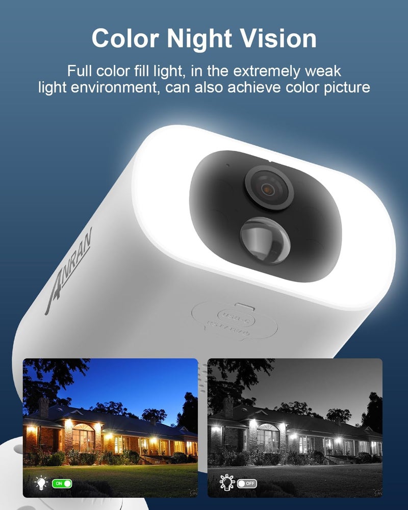 ANRAN 5MP Solar Security Camera Outdoor, Wireless Battery Powered WiFi Camera for Home Surveillance with Buit-in Solar Panel, Color Night Vision, 2-Way Audio, Siren Alarm, Works with Alexa, C3 Max - Image 4